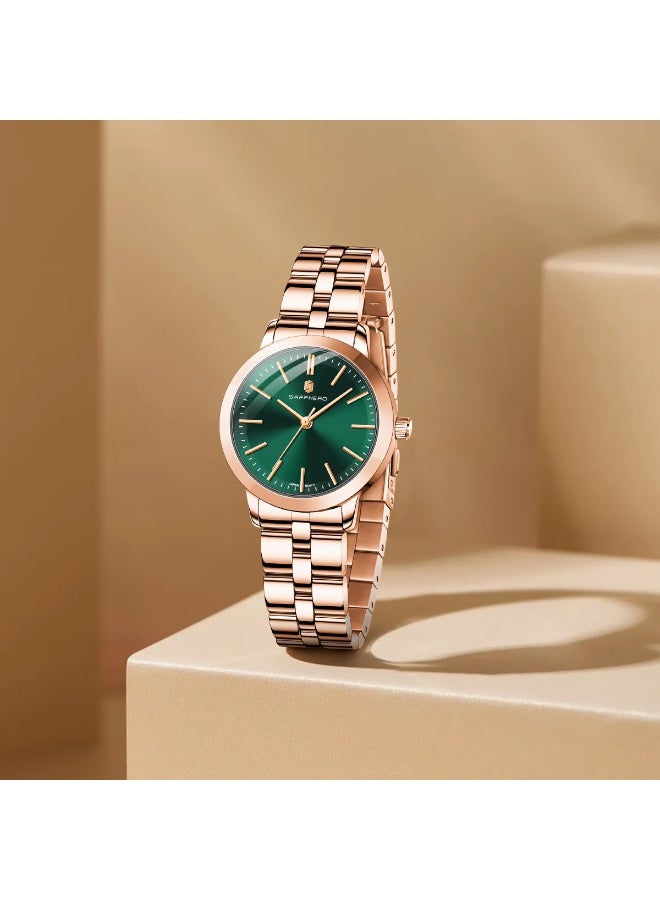 سافيرو ساعة سافيرو النسائية الفاخرة بسوار من الفولاذ المقاوم للصدأ، وحركة كوارتز بمؤشر، ومقاومة للماء حتى 5 ATM، هدية مثالية للنساء. - Image 4